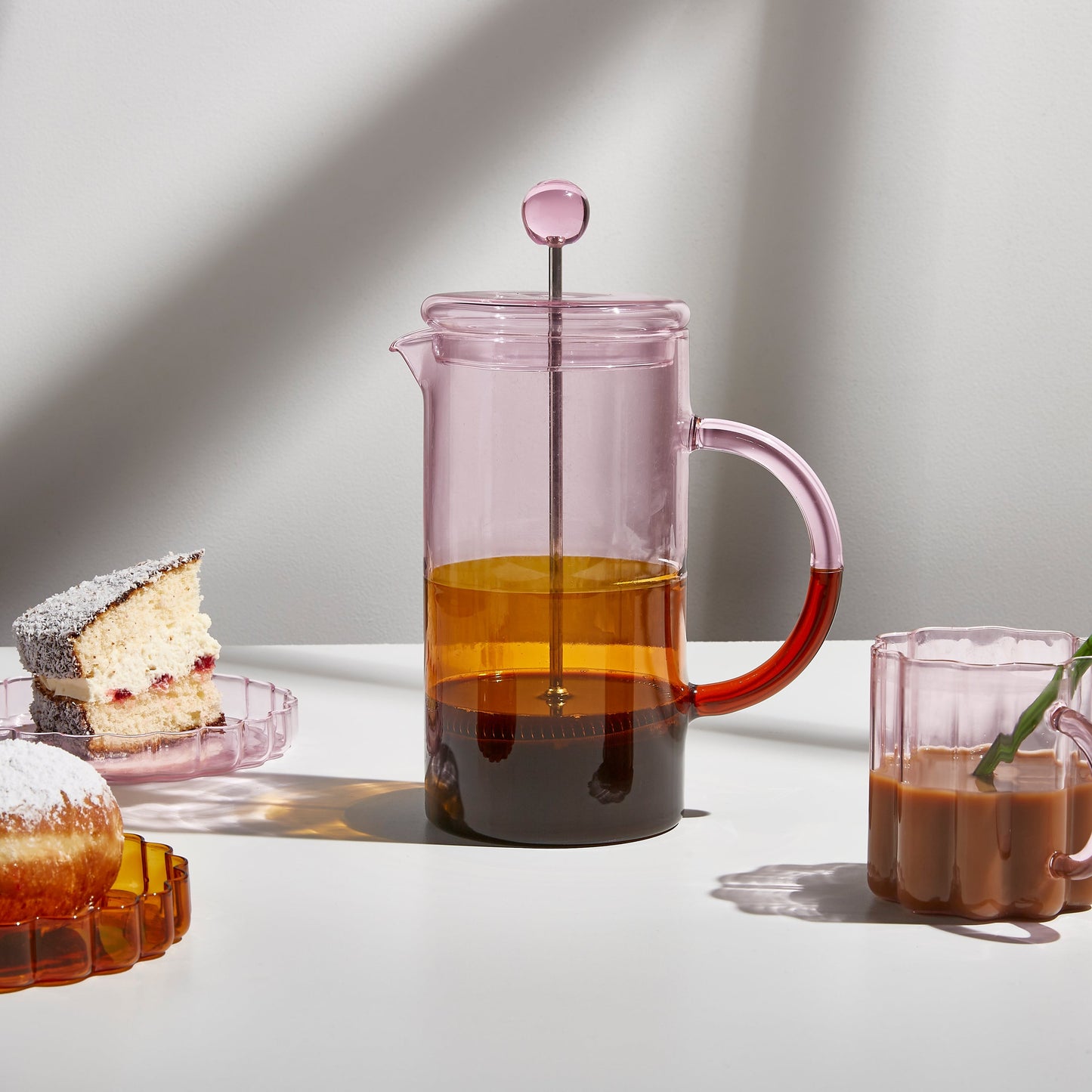 Two Tone Coffee Plunger - Pink & Amber