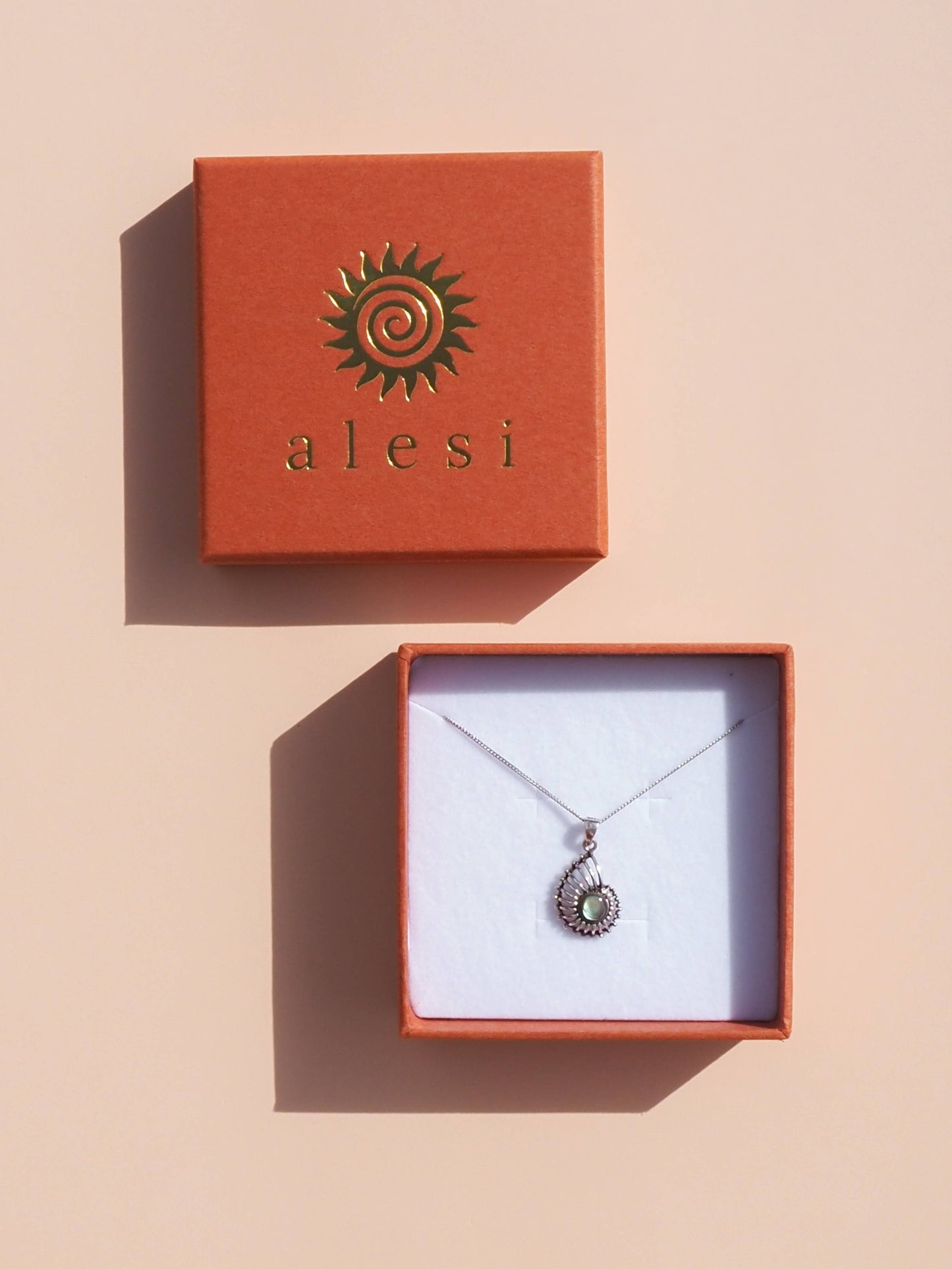 Spiral Shell Abalone Necklace Sterling Silver
