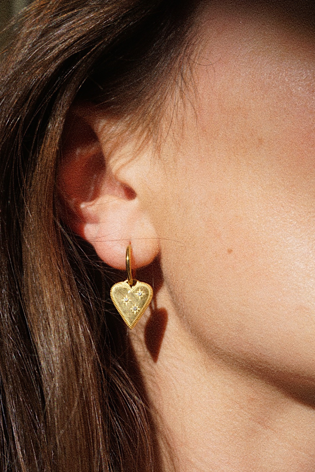 18k Gold Plated Heart Huggie Earrings