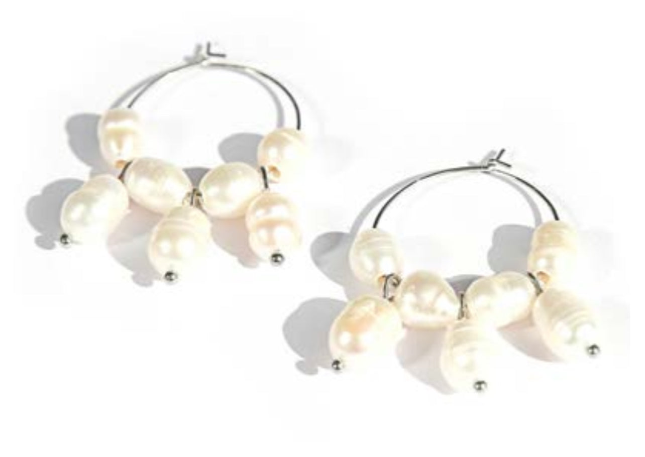 Pearl Drop Hoops