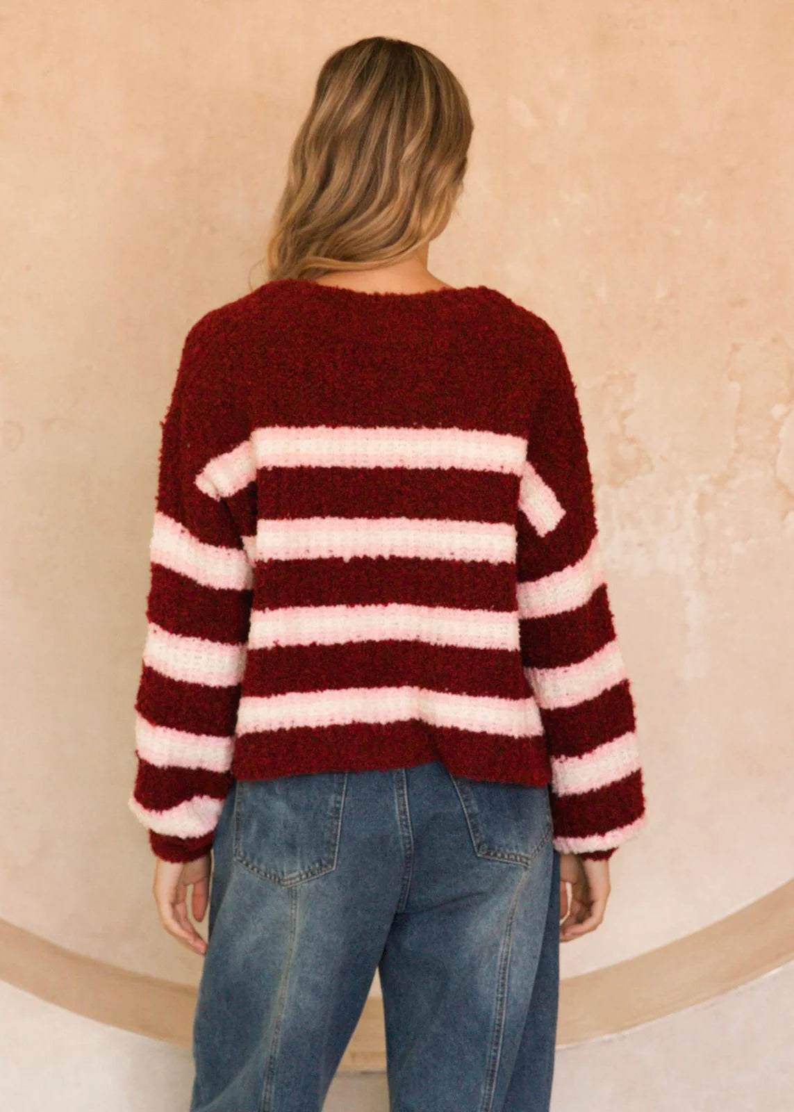 Rosewood Stripe Jumper - Wine