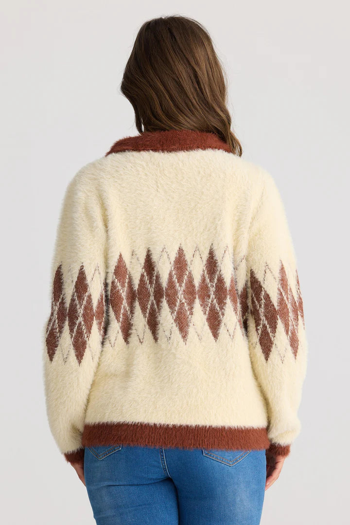 Alpine Knit - Off White W Russet