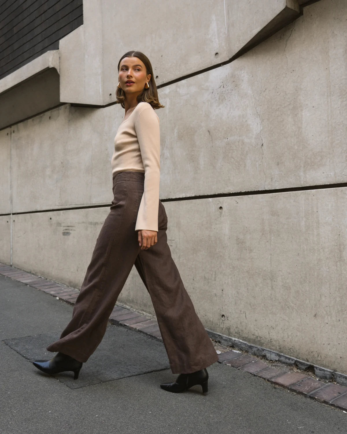 Flip Linen Pant - Chocolate