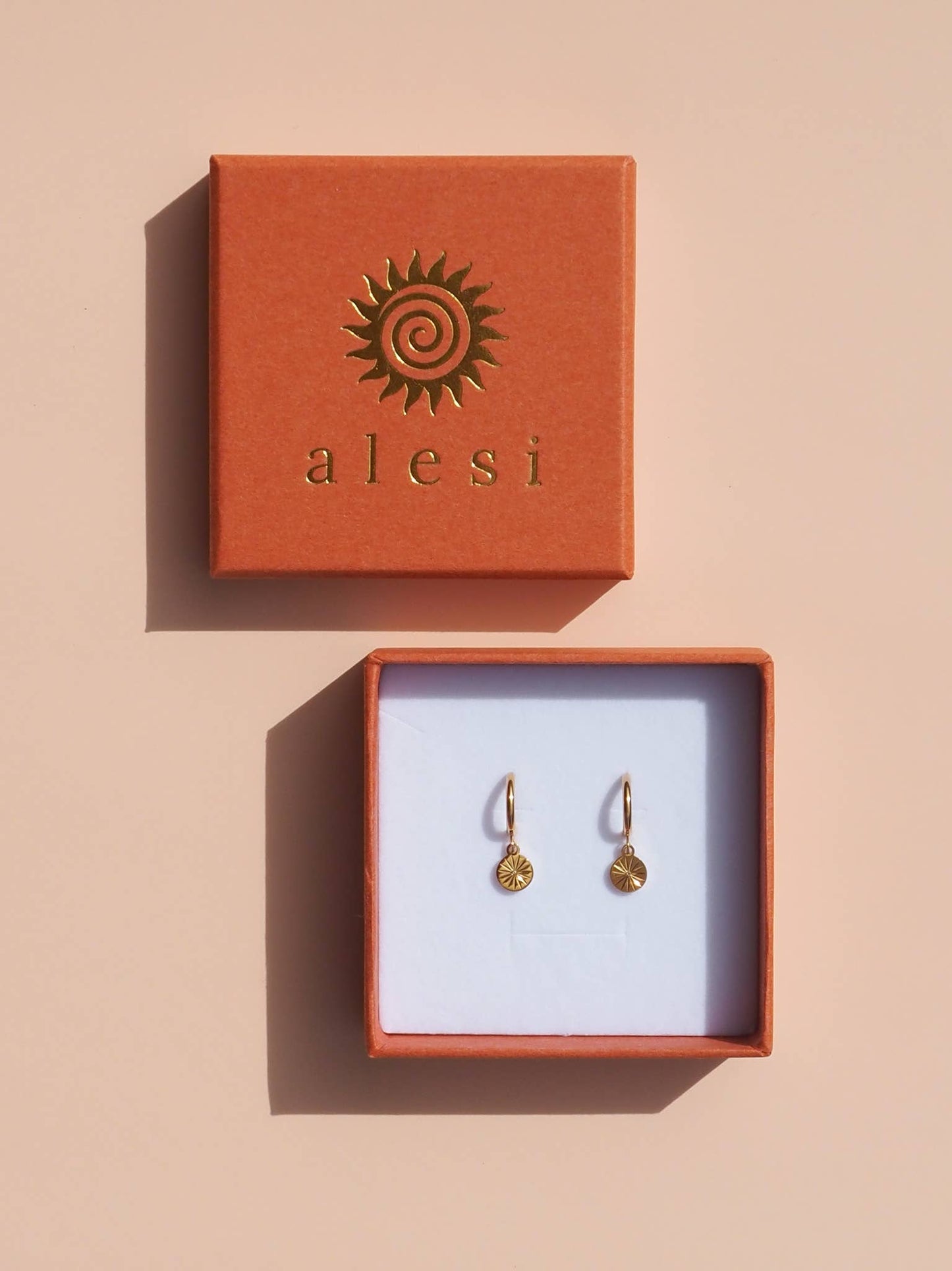 18K Gold Round Star Zirconia Hoops