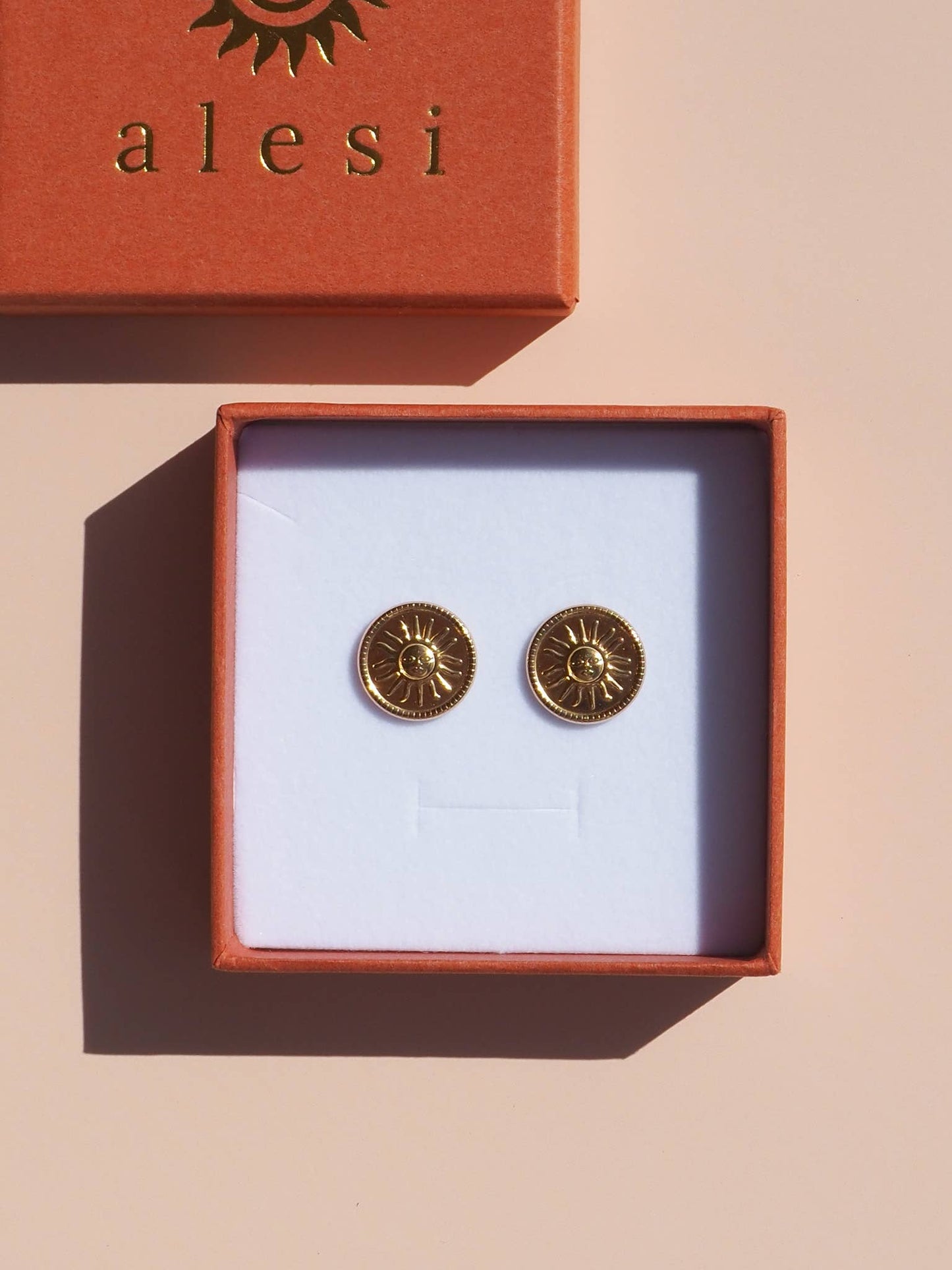 18K Gold Sun Earrings: (Gold) 18K Gold over Stainless Steel