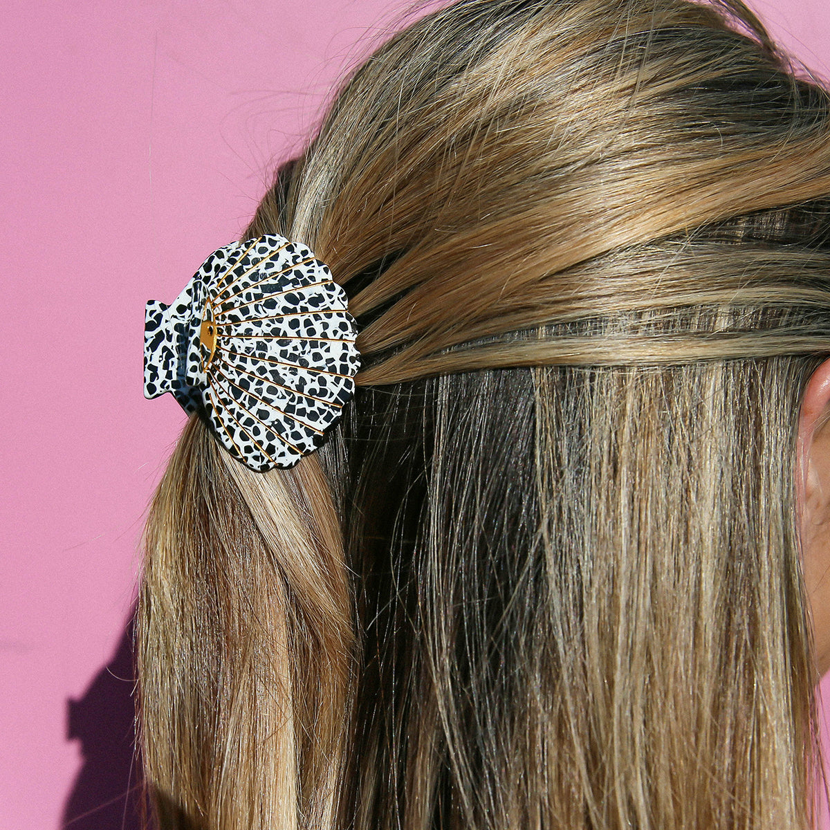 Shell Hair Clip - Black Terrazzo