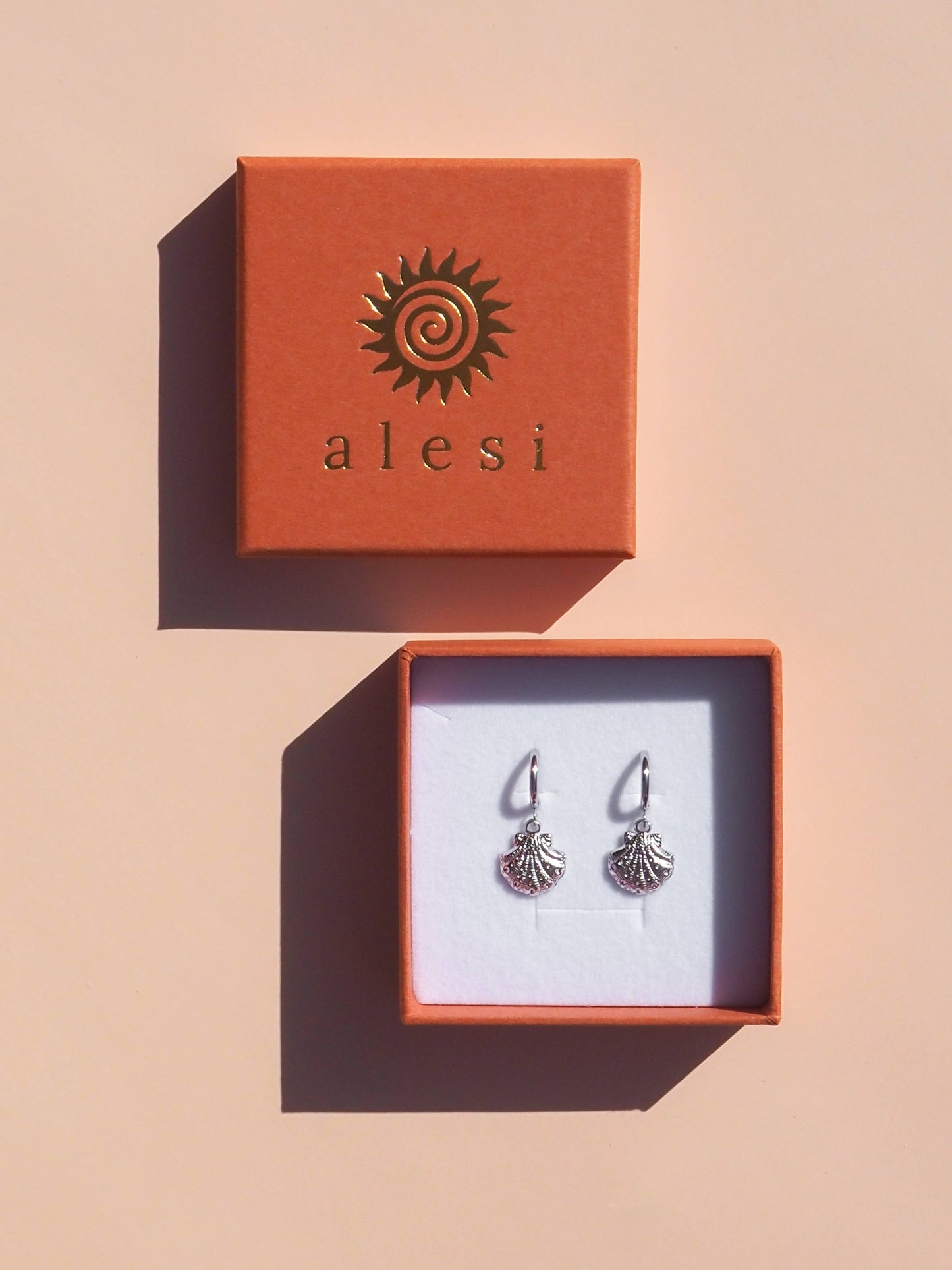 Silver Seashell Scallop Hoop Earrings