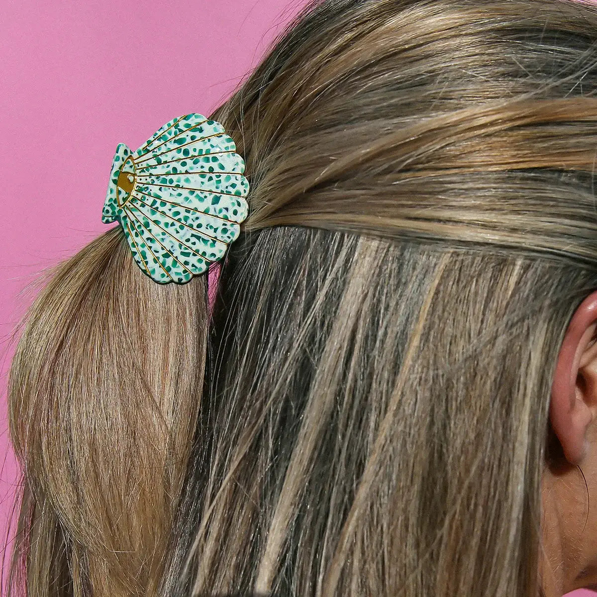 Green Terrazzo Shell Clip