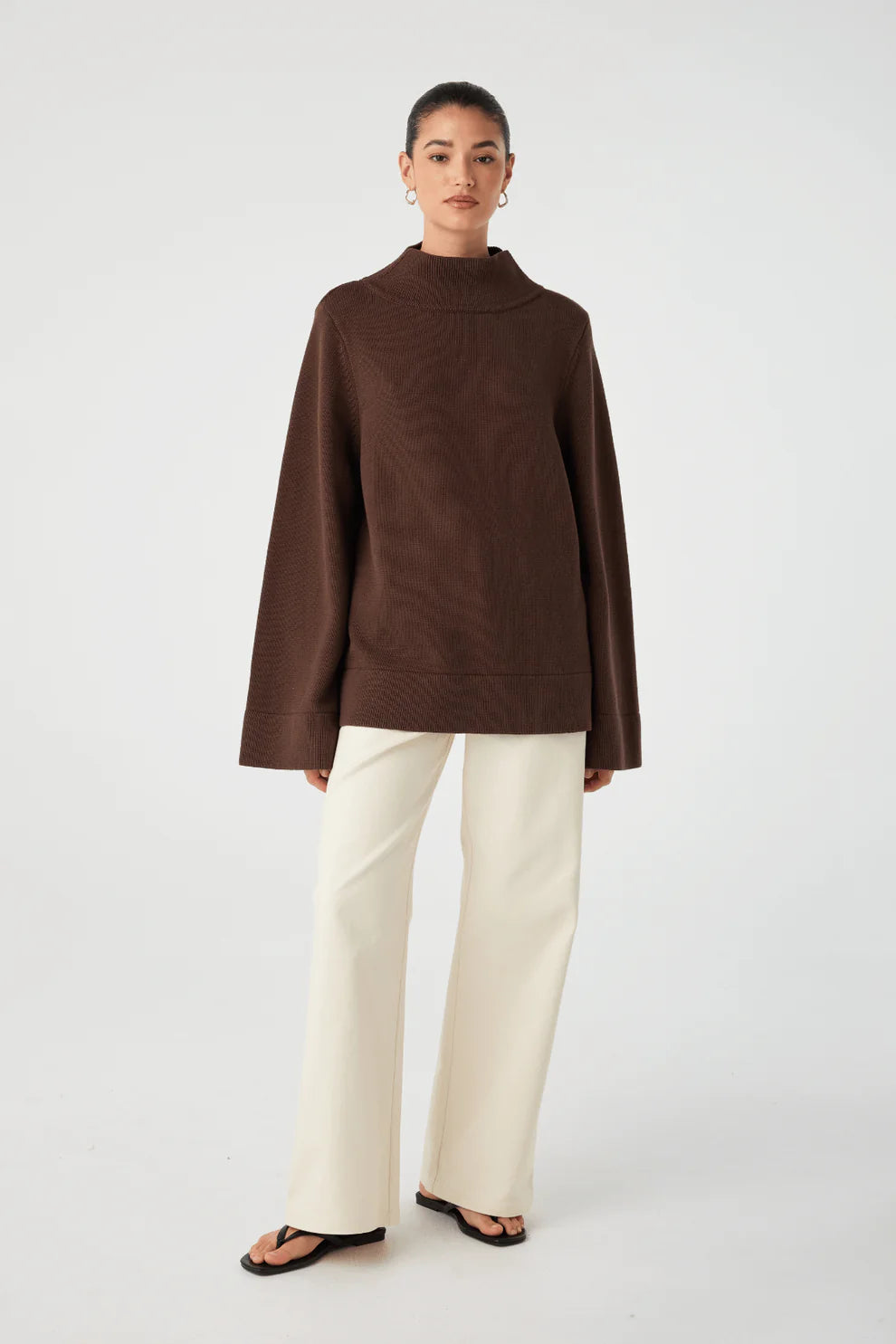 Ida Funnel Neck Sweater - Espresso