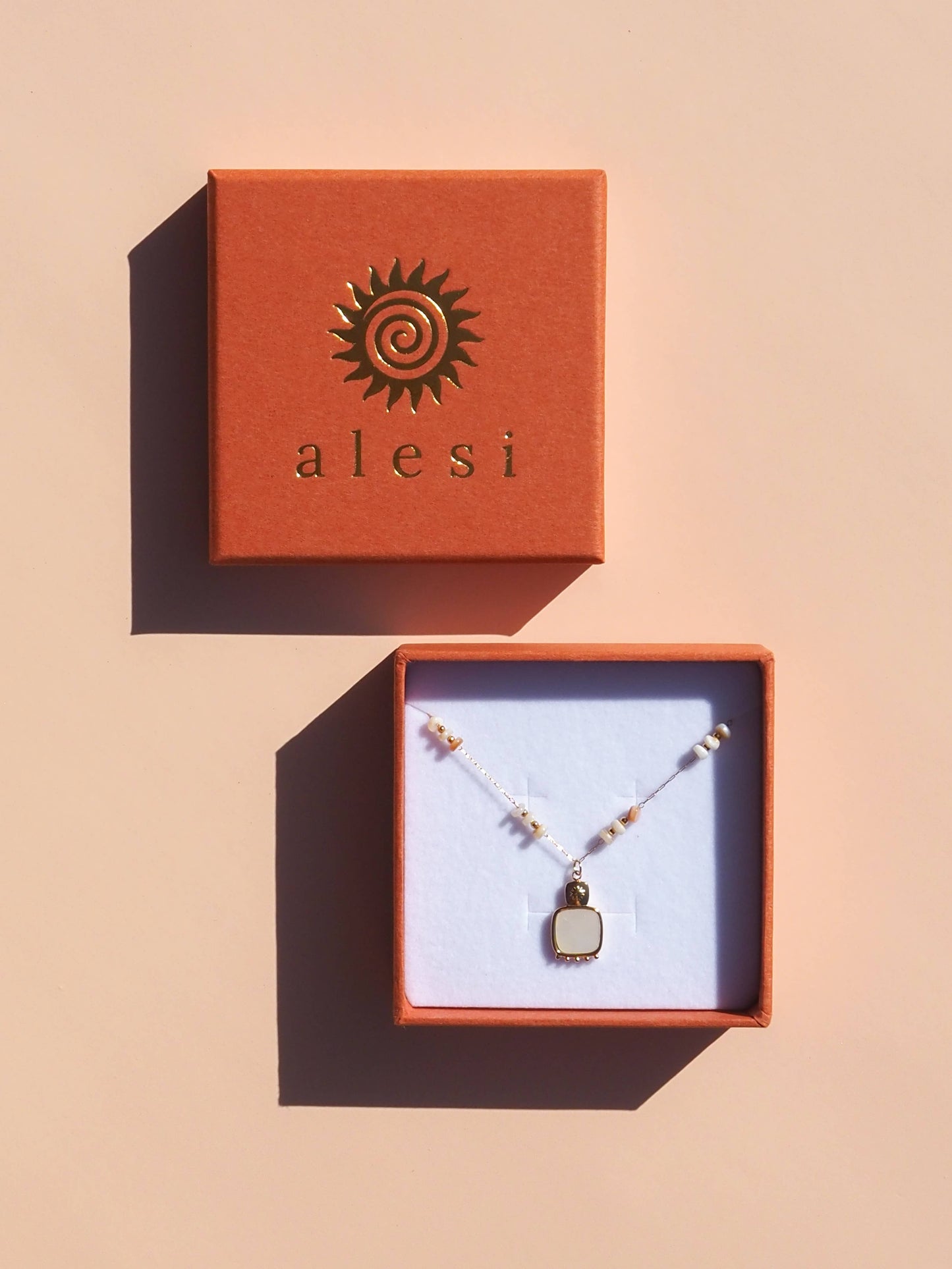 Mother of Pearl Necklace Boho Charm 18K Gold