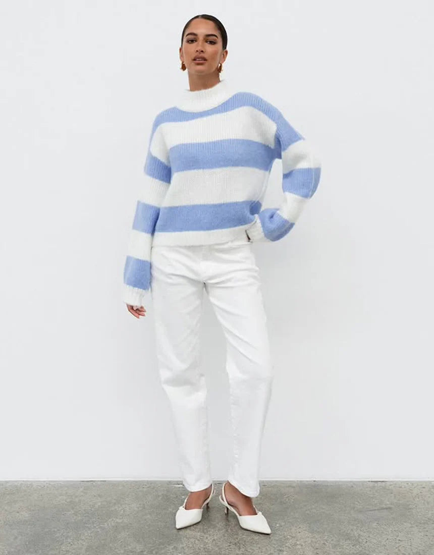 Elsa Stripe Knit Top - Blue