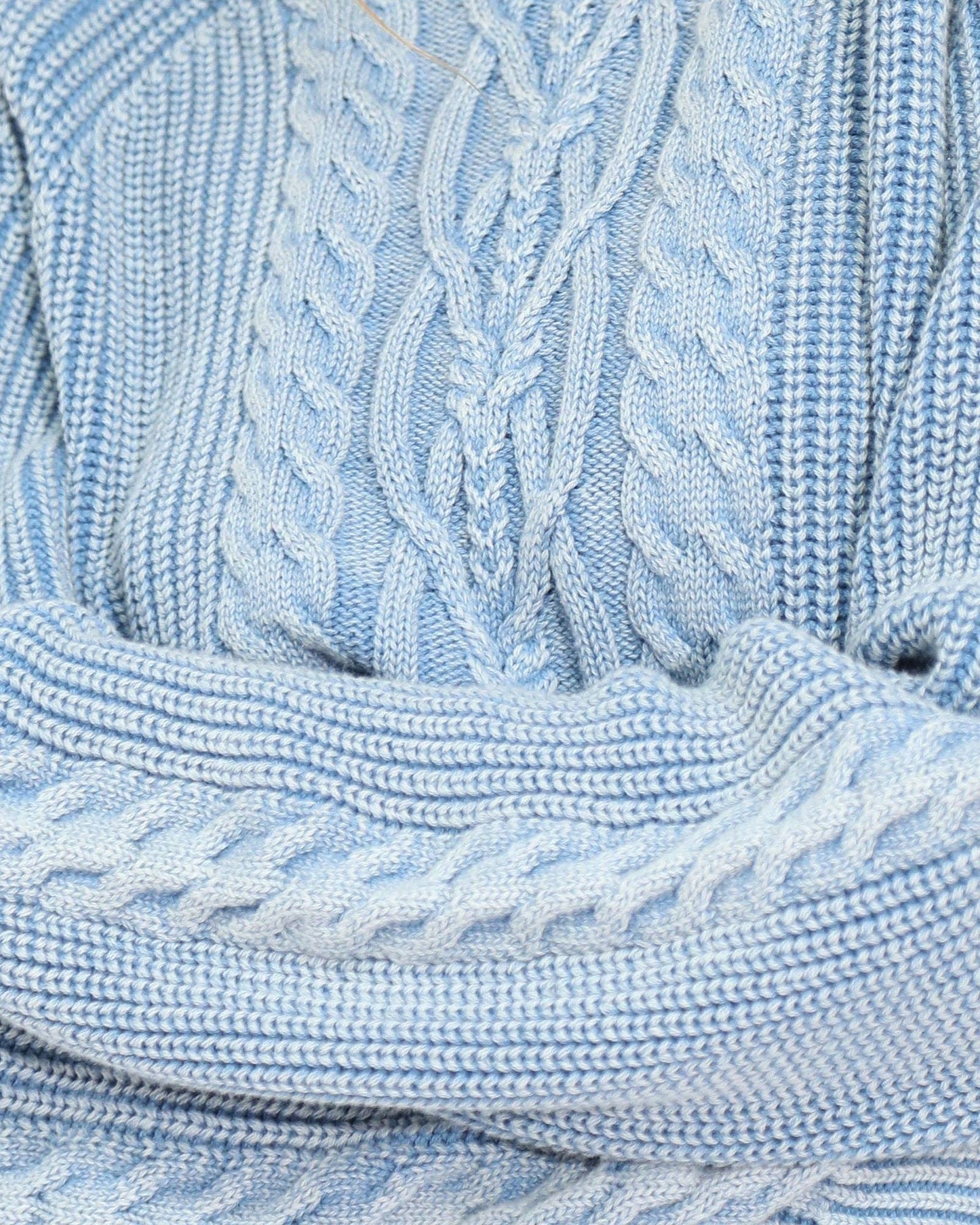 Hudson Street Cable Garment Dyed Sweater - Light Blue: XS