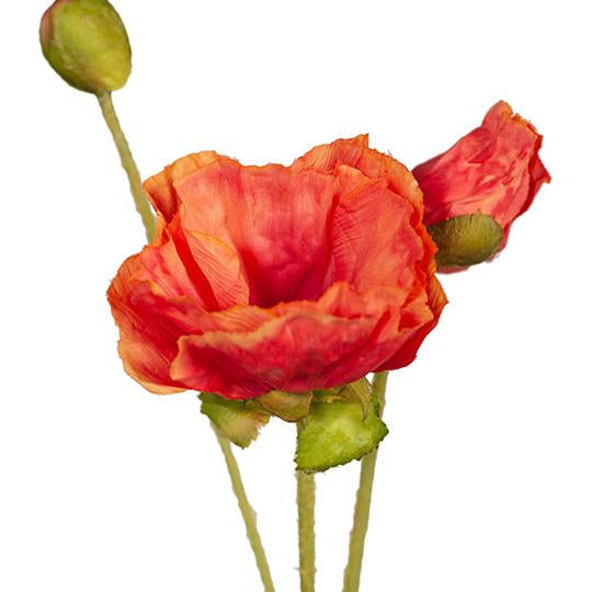 Artificial Poppy Stem - Orange