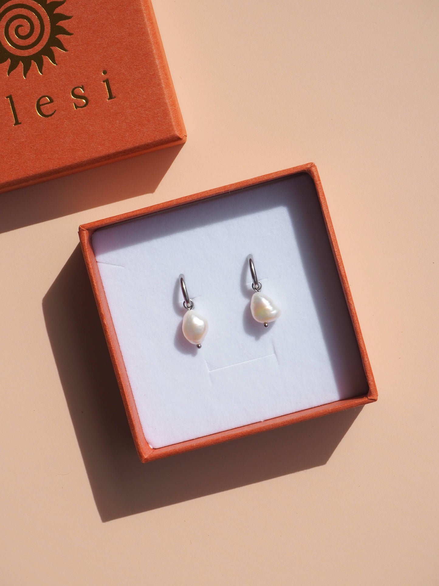 18K Gold Freshwater Pearl Hoops: (Silver) Surgical Steel