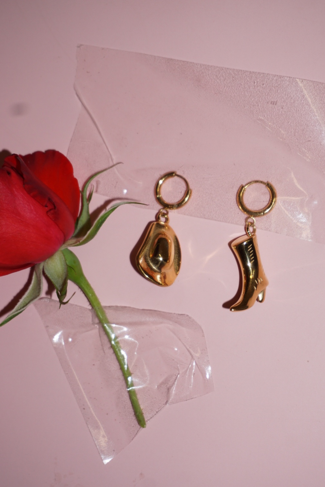 18k Gold Plated Cowboy Boot & Hat Huggie Earrings