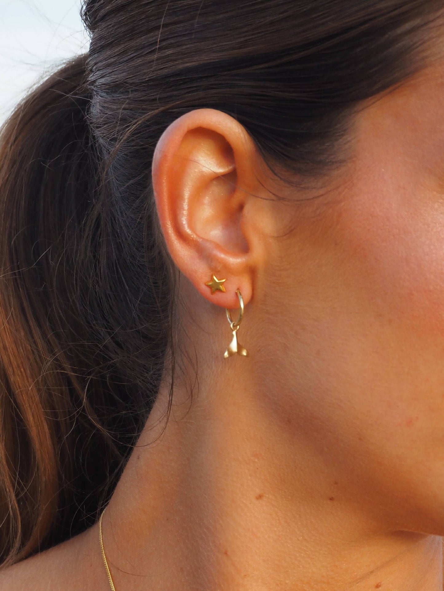 18K Gold Whale Tail Earrings