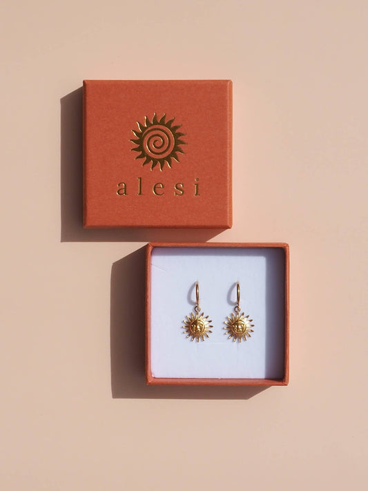 18K Gold Sun Earrings