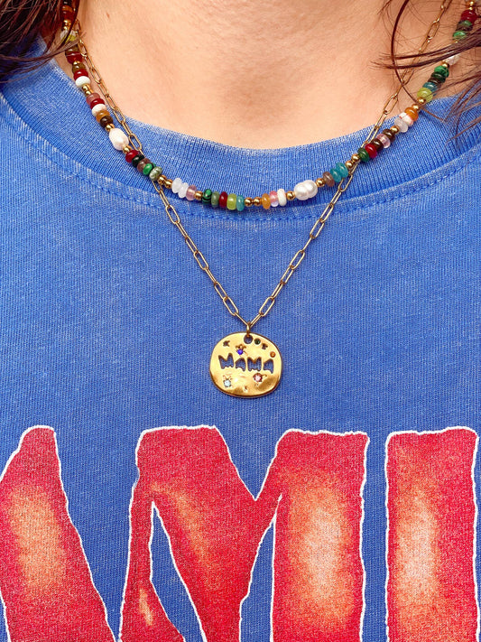 'MAMA' Necklace - Mother's Day (Gold & Silver): Yellow Gold