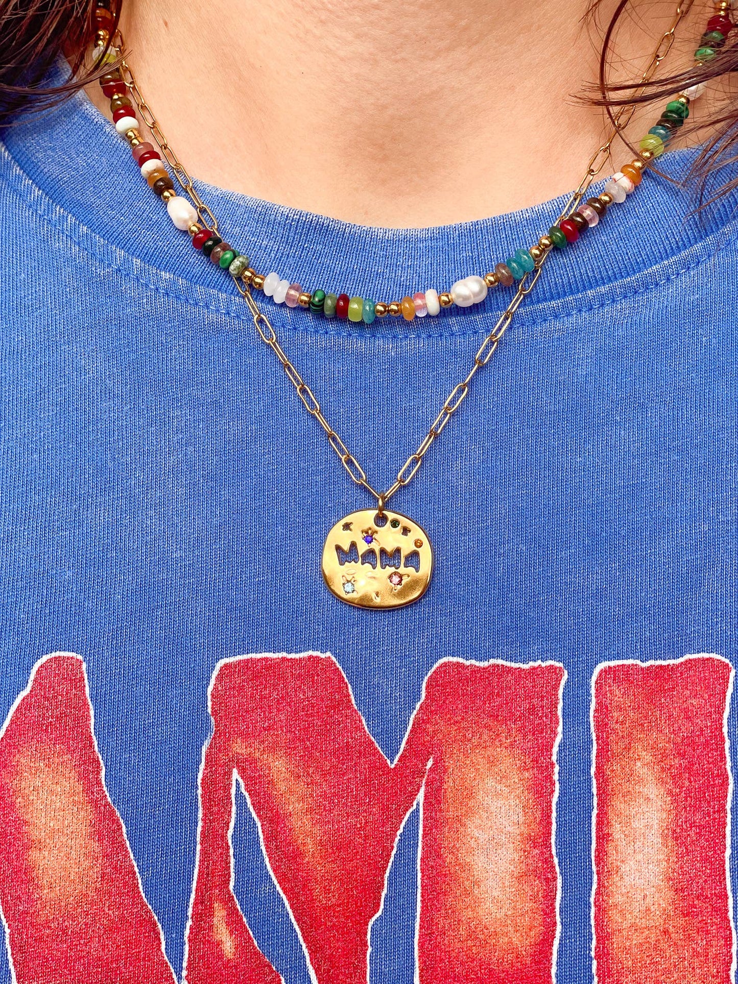 'MAMA' Necklace - Mother's Day (Gold & Silver): Silver