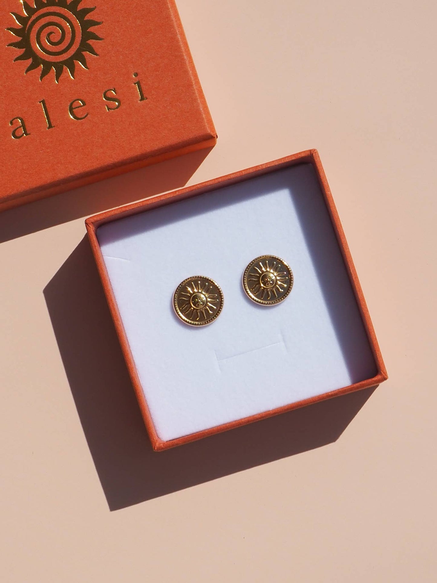 18K Gold Sun Earrings: (Gold) 18K Gold over Stainless Steel