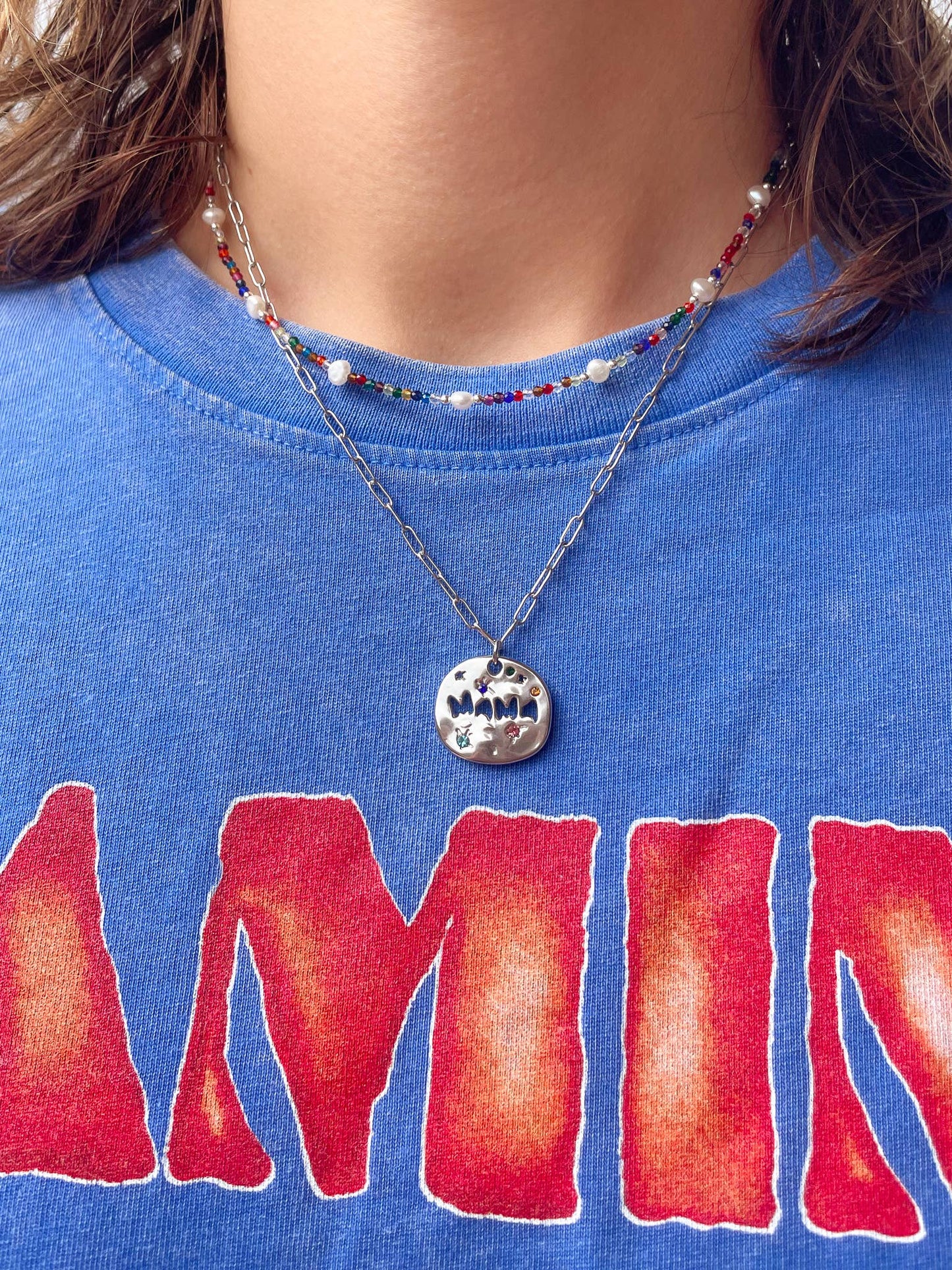 'MAMA' Necklace - Mother's Day (Gold & Silver): Silver