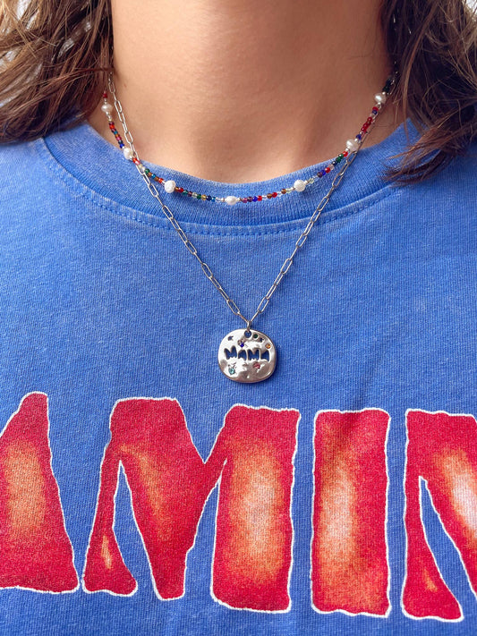 'MAMA' Necklace - Mother's Day (Gold & Silver): Silver