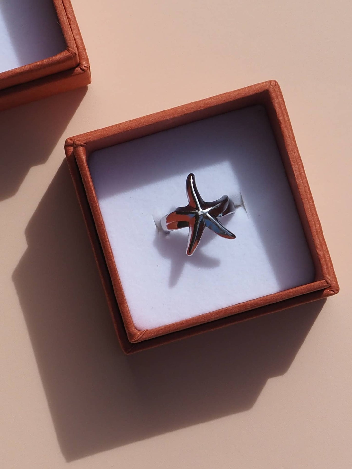 18K Gold Starfish Ring Adjustable : (Gold) 18K Gold over Surgical Steel