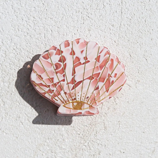 Pink Stone Shell Clip