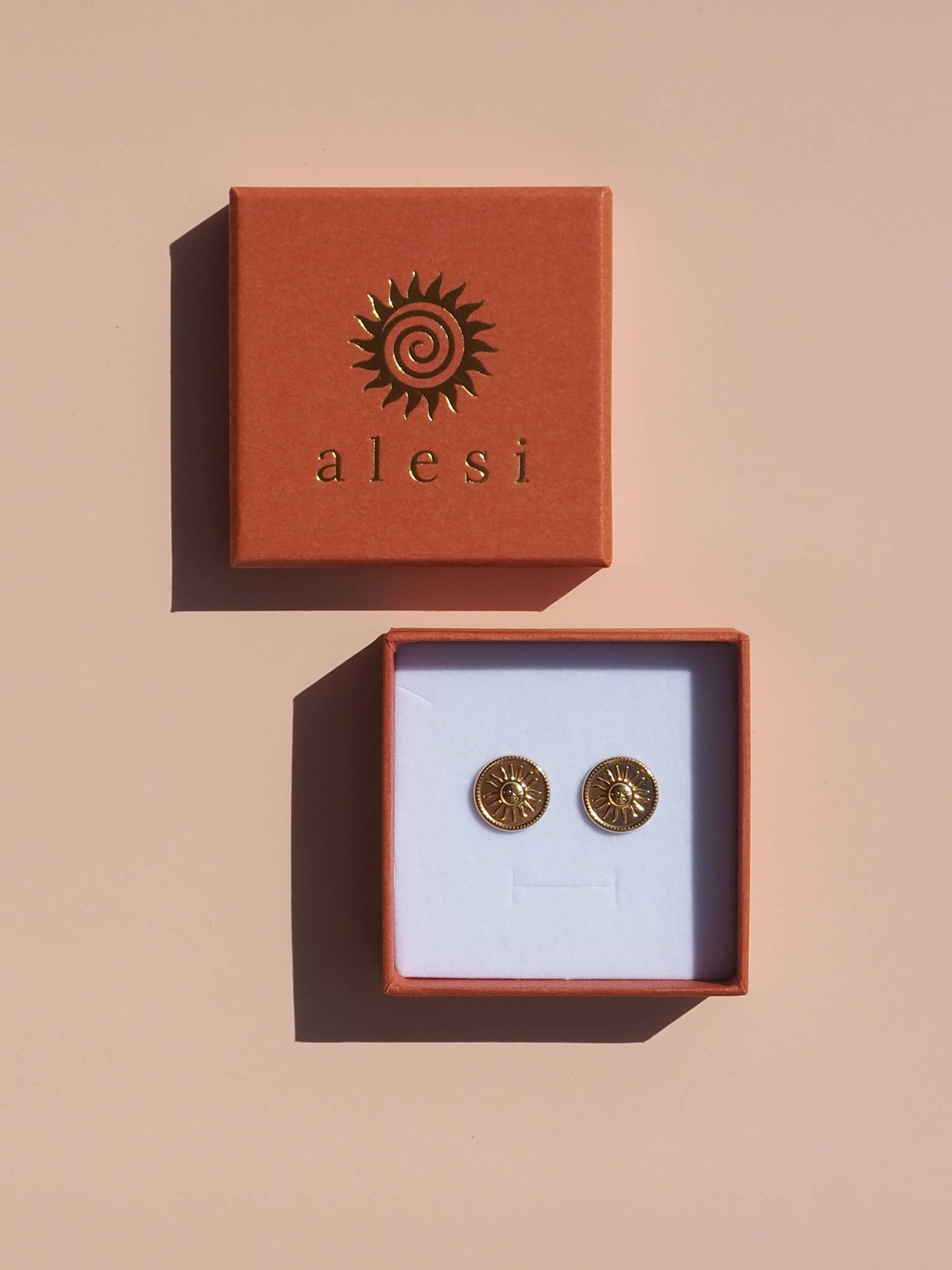 18K Gold Sun Earrings: (Silver) Stainless Steel