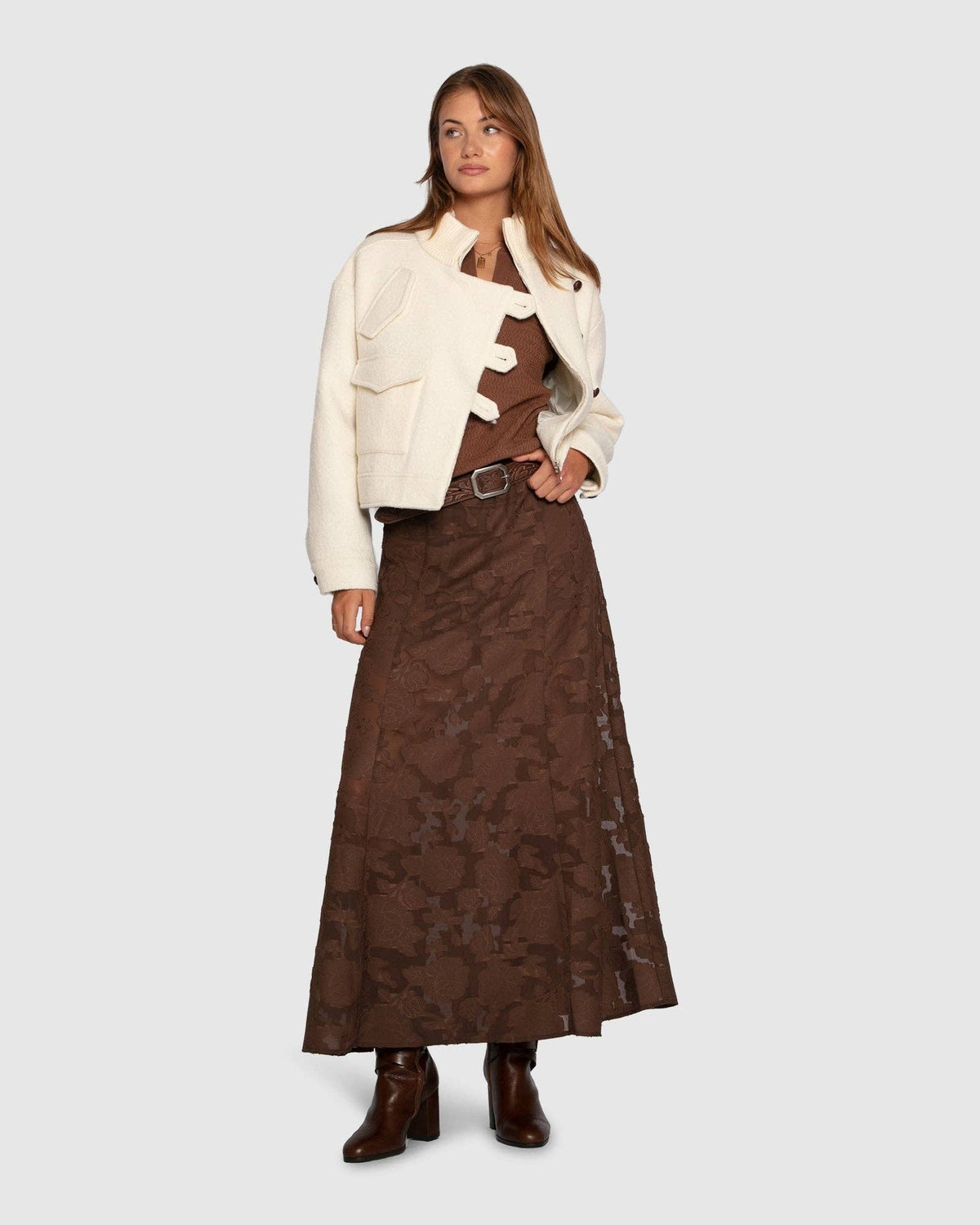 Play It Cool Coupe Maxi Skirt - Chocolate: XS