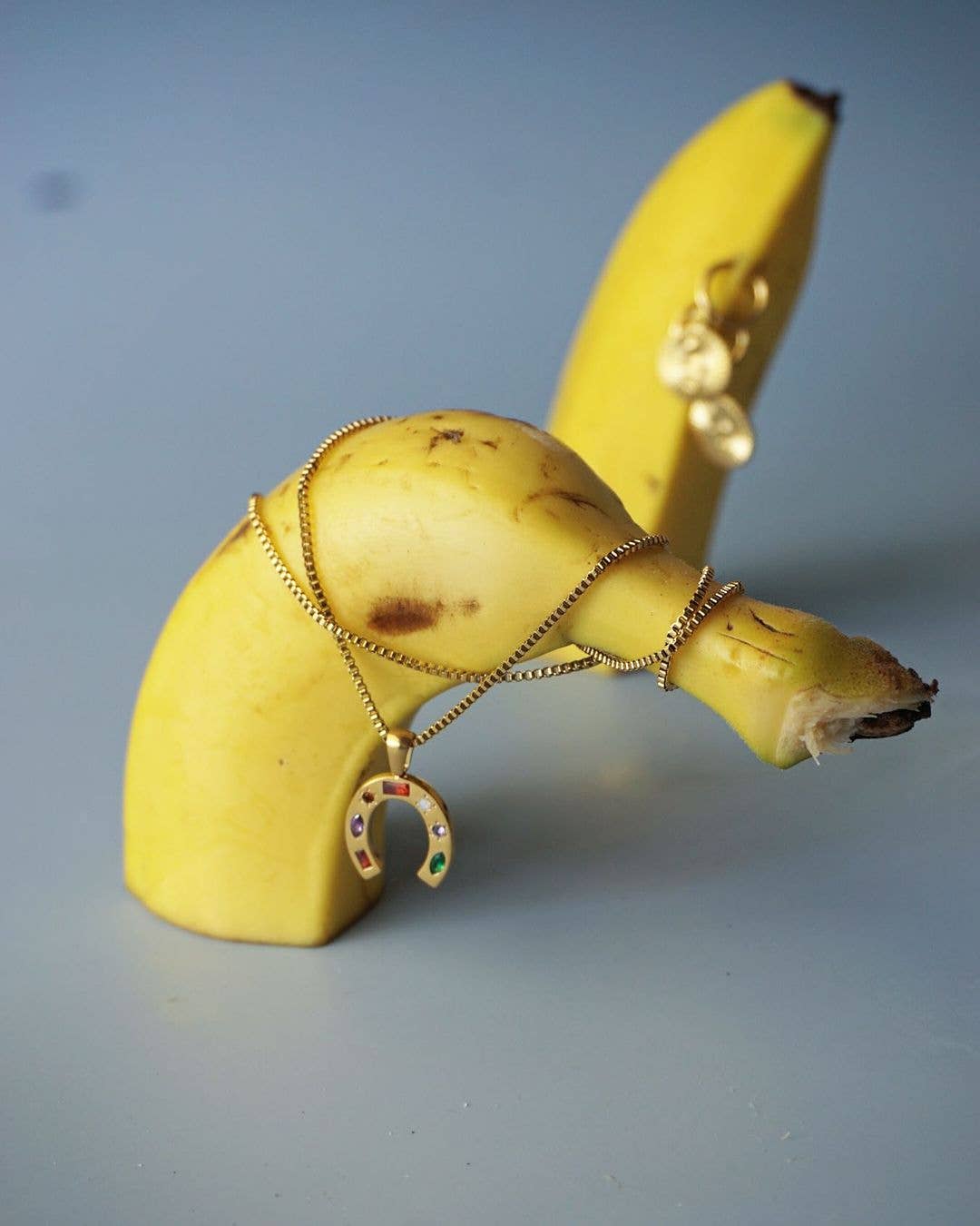 18k Gold Plated Horseshoe Gem Chain: Gold