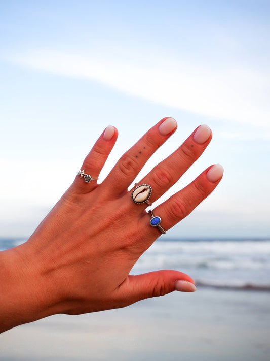 Cowrie Shell Ring Sterling Silver: US 7