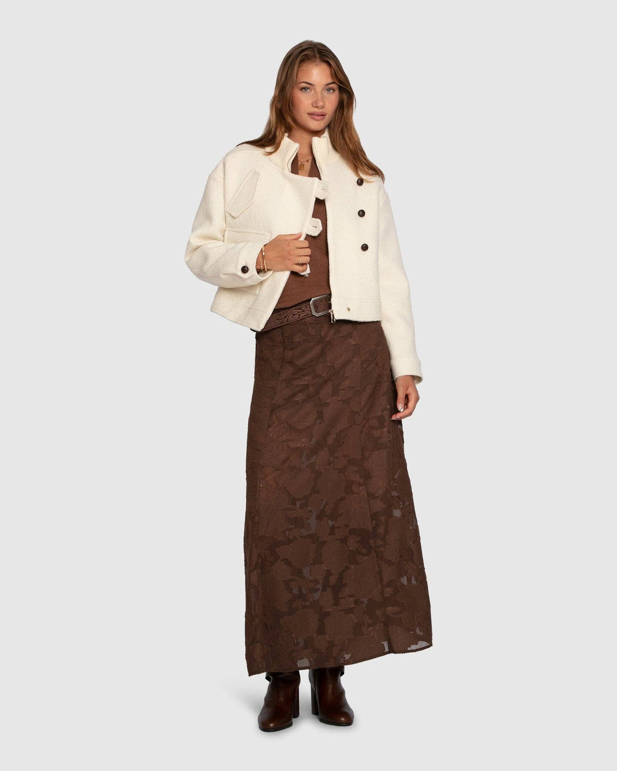 Play It Cool Coupe Maxi Skirt - Chocolate: XS