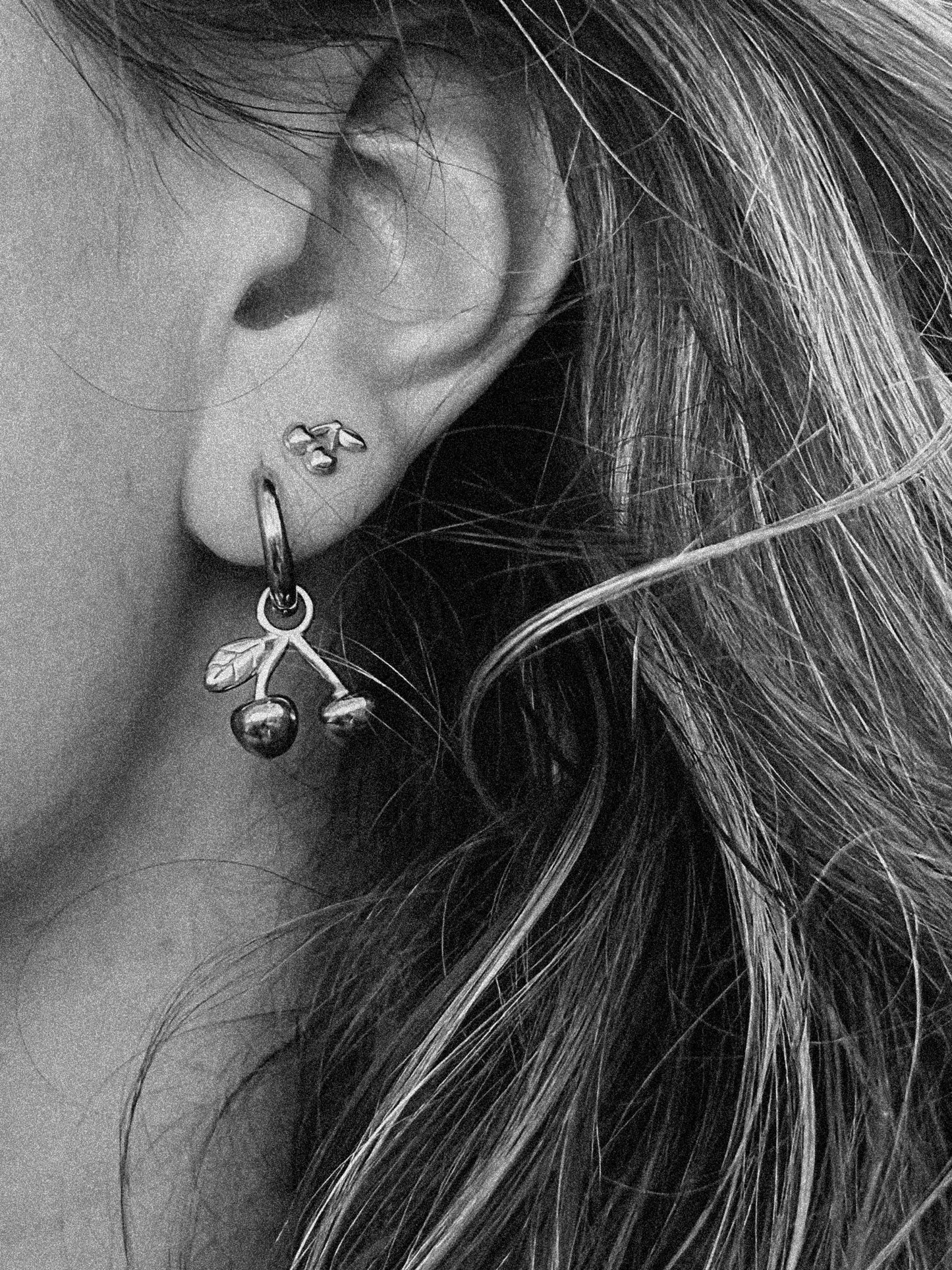 18k Gold Plated Cherry Huggie Earrings