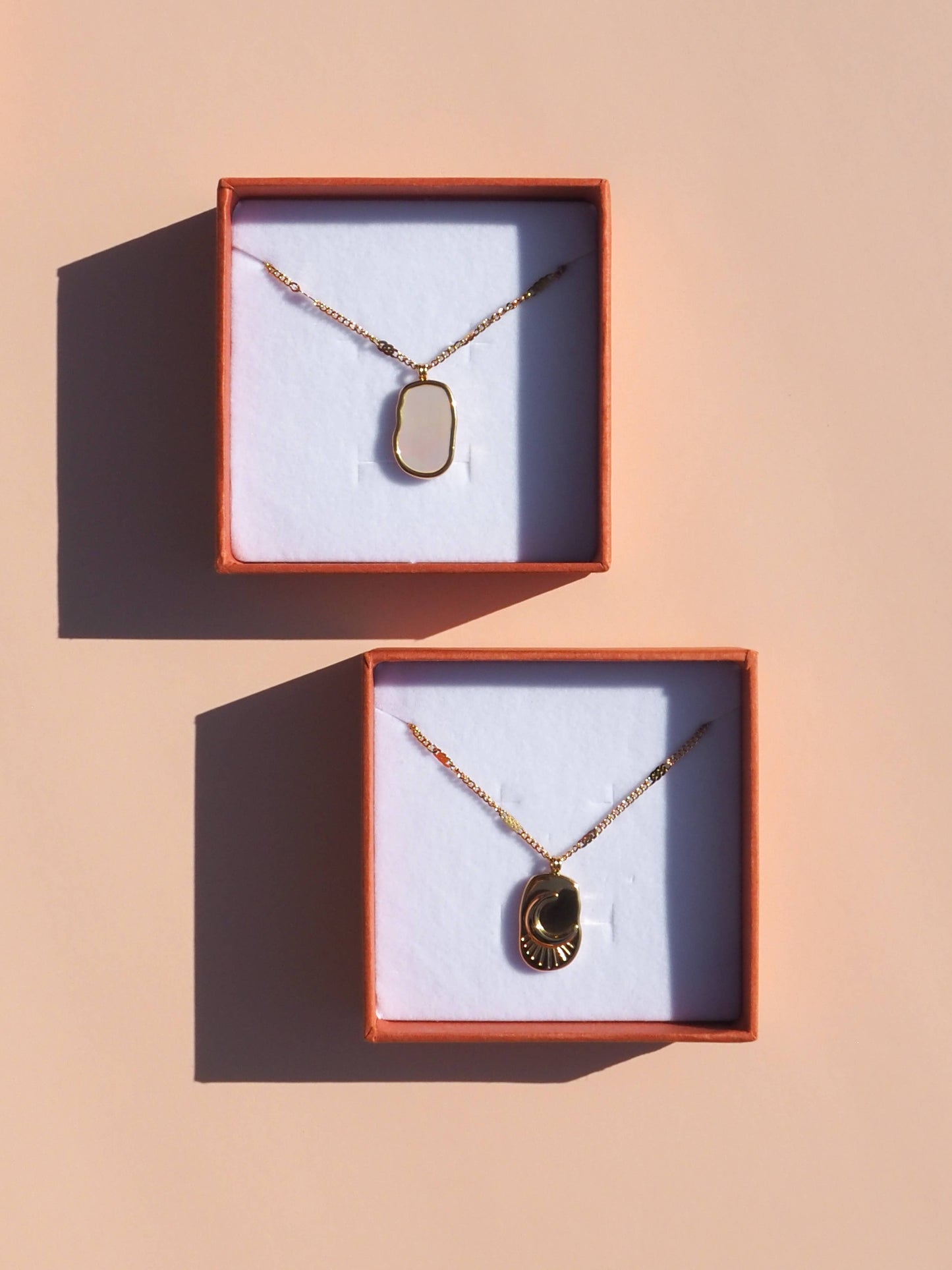 Mother of Pearl Crescent Moon Necklace 18K Gold
