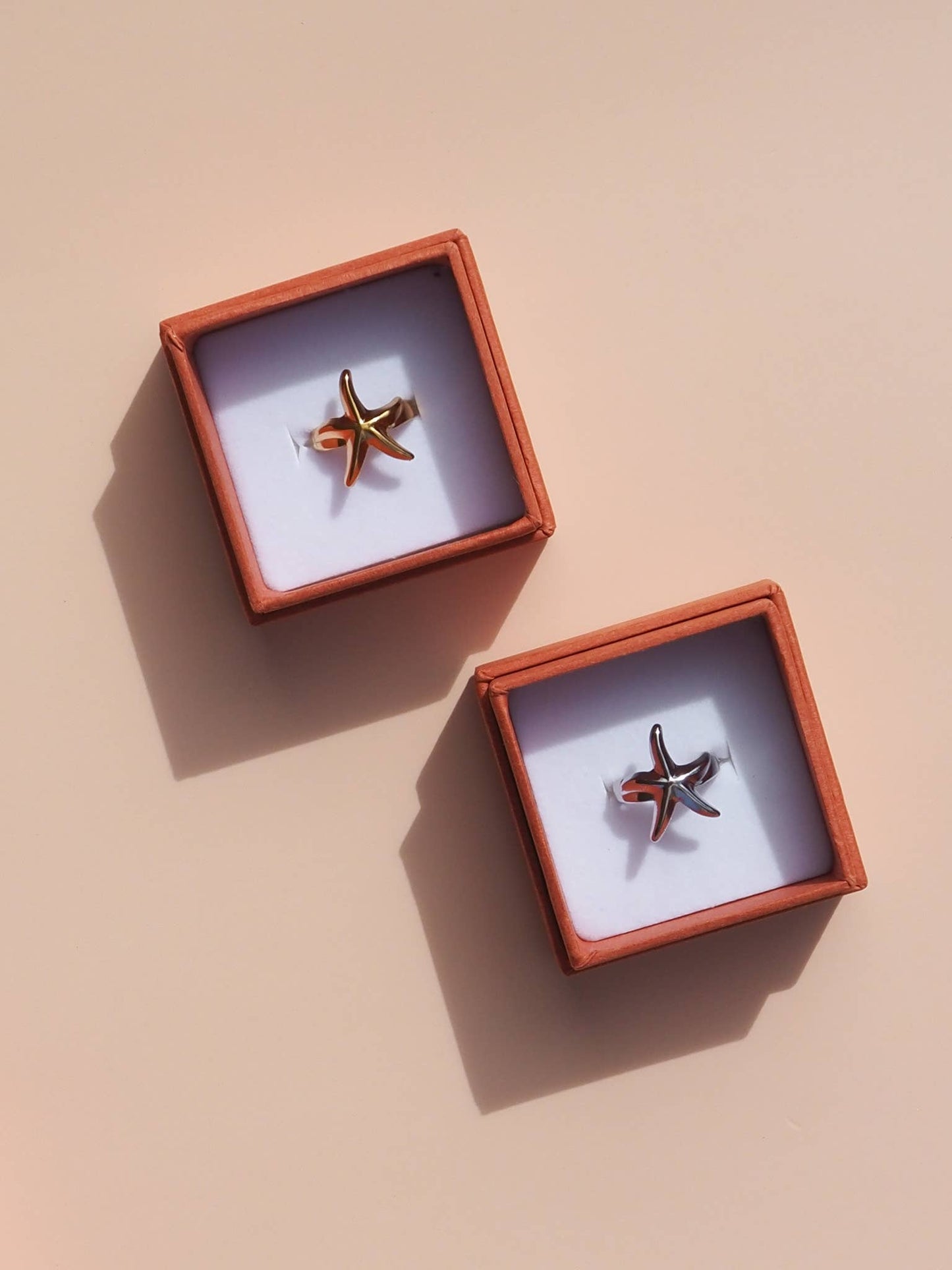 18K Gold Starfish Ring Adjustable : (Gold) 18K Gold over Surgical Steel