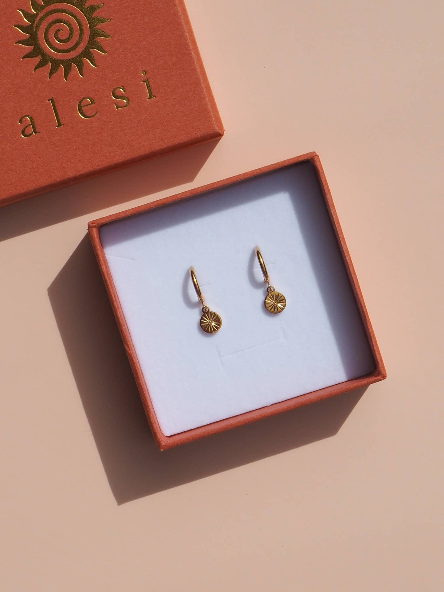 18K Gold Round Star Zirconia Hoops