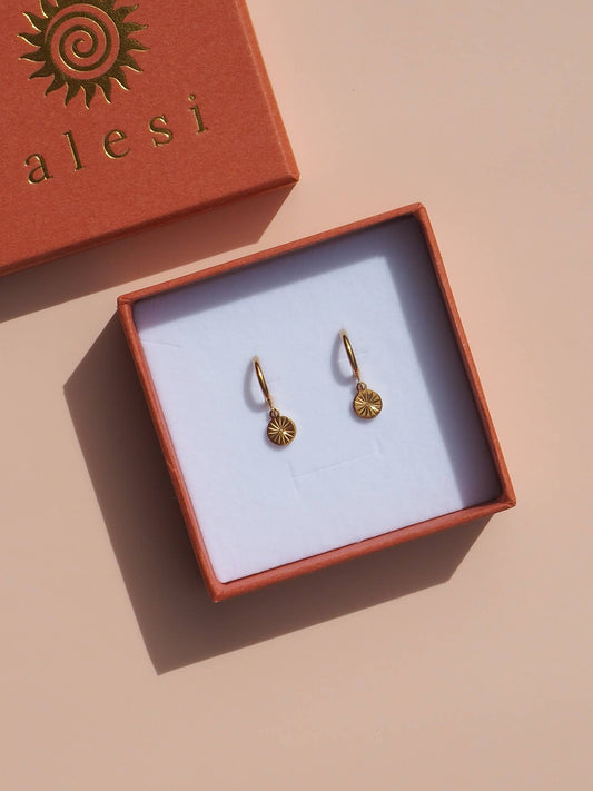 18K Gold Round Star Zirconia Hoops