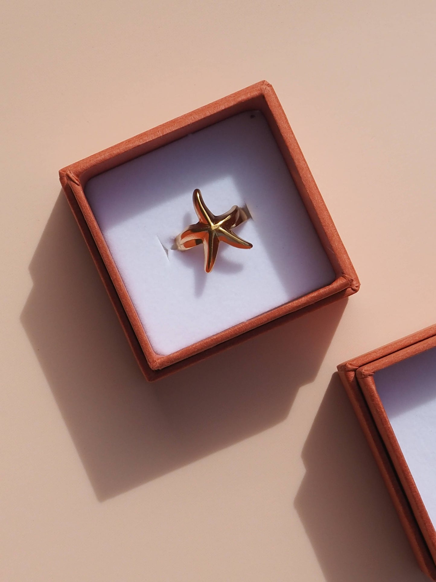 18K Gold Starfish Ring Adjustable : (Gold) 18K Gold over Surgical Steel
