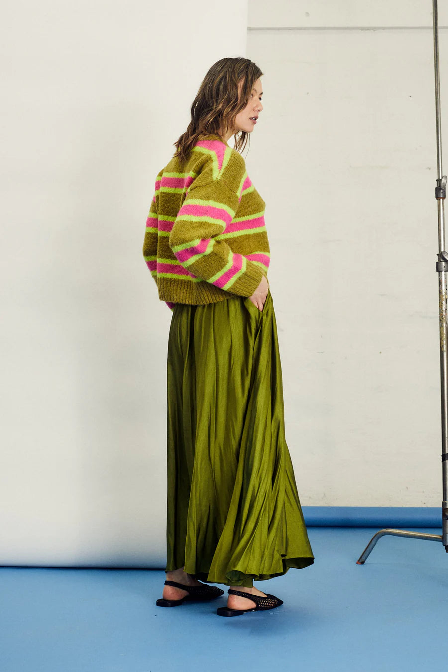 Ellie Knit - Olive Base Stripe