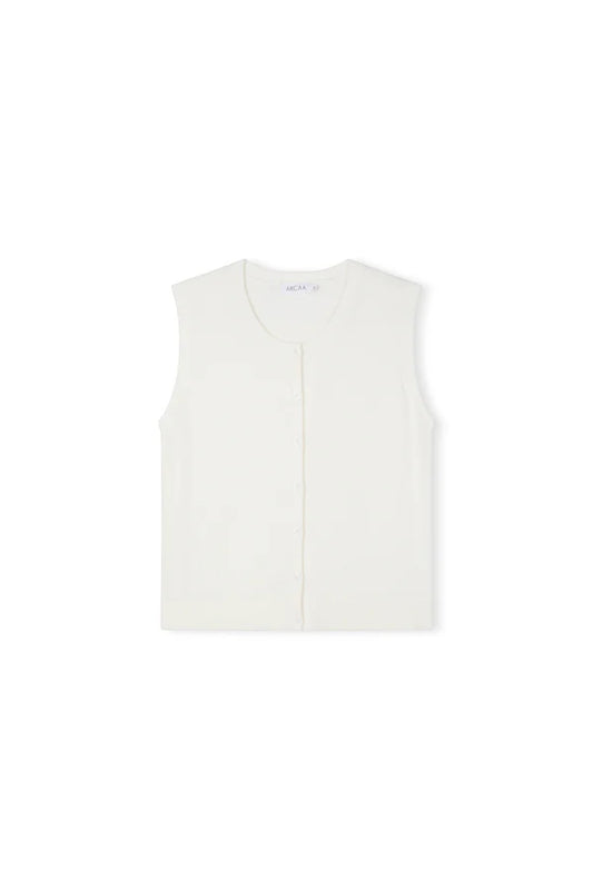 Finley Button Up Vest - Cream