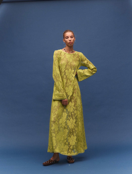 Nova Lace Cherry Maxi Dress