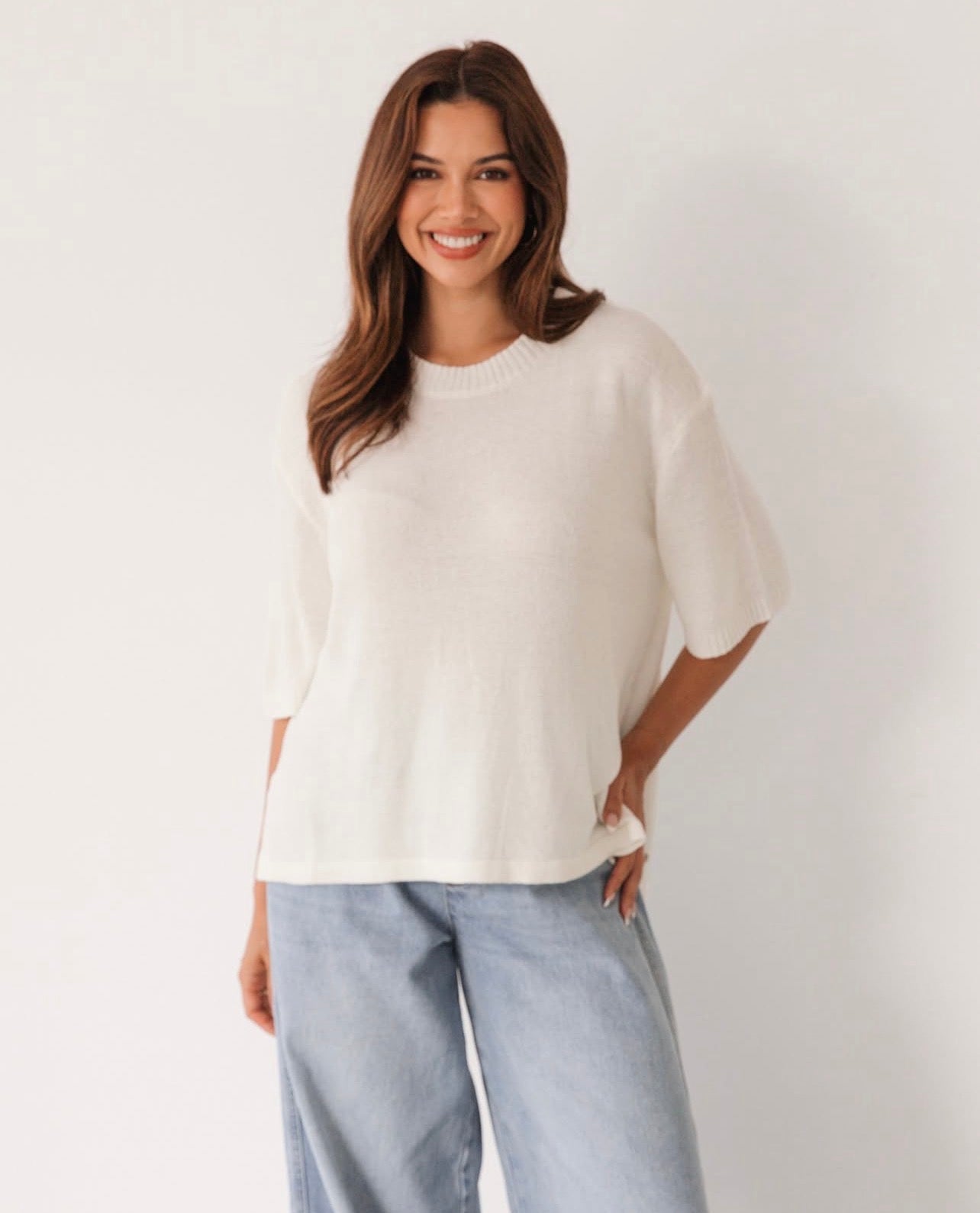 Relaxed Knit Top - White