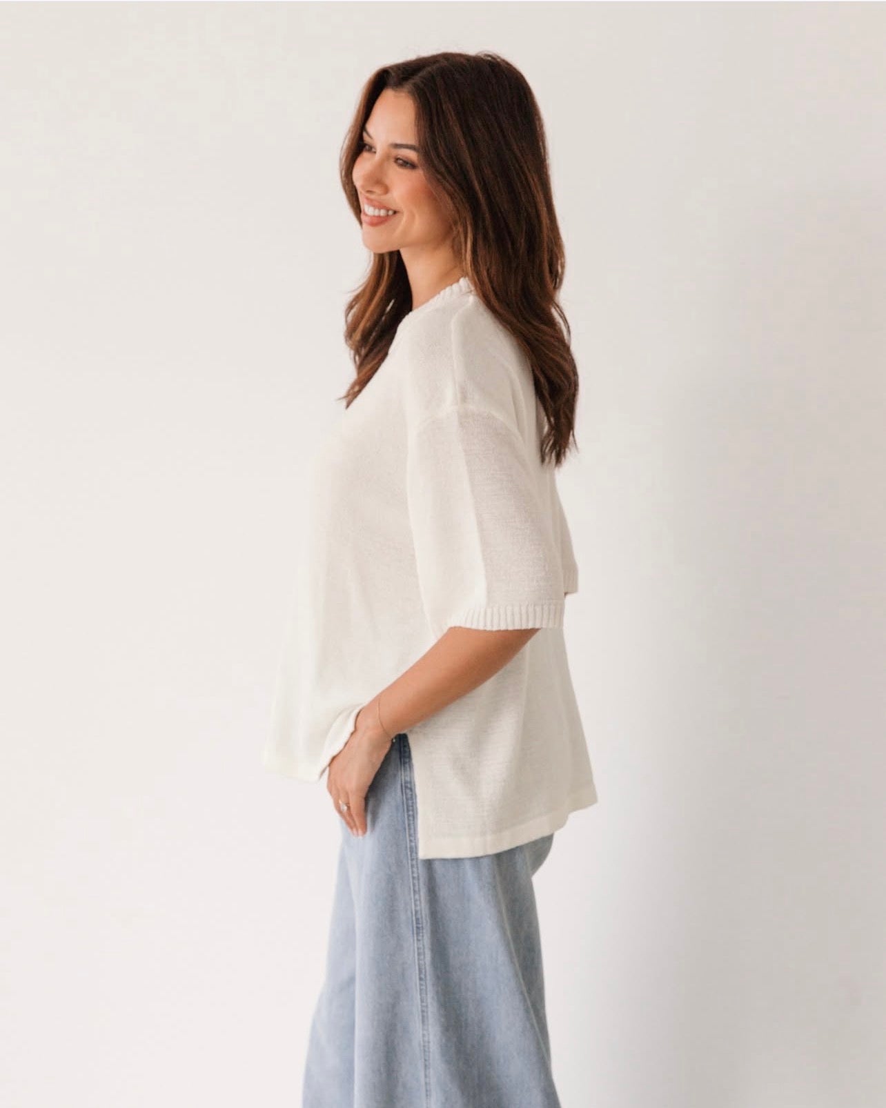 Relaxed Knit Top - White