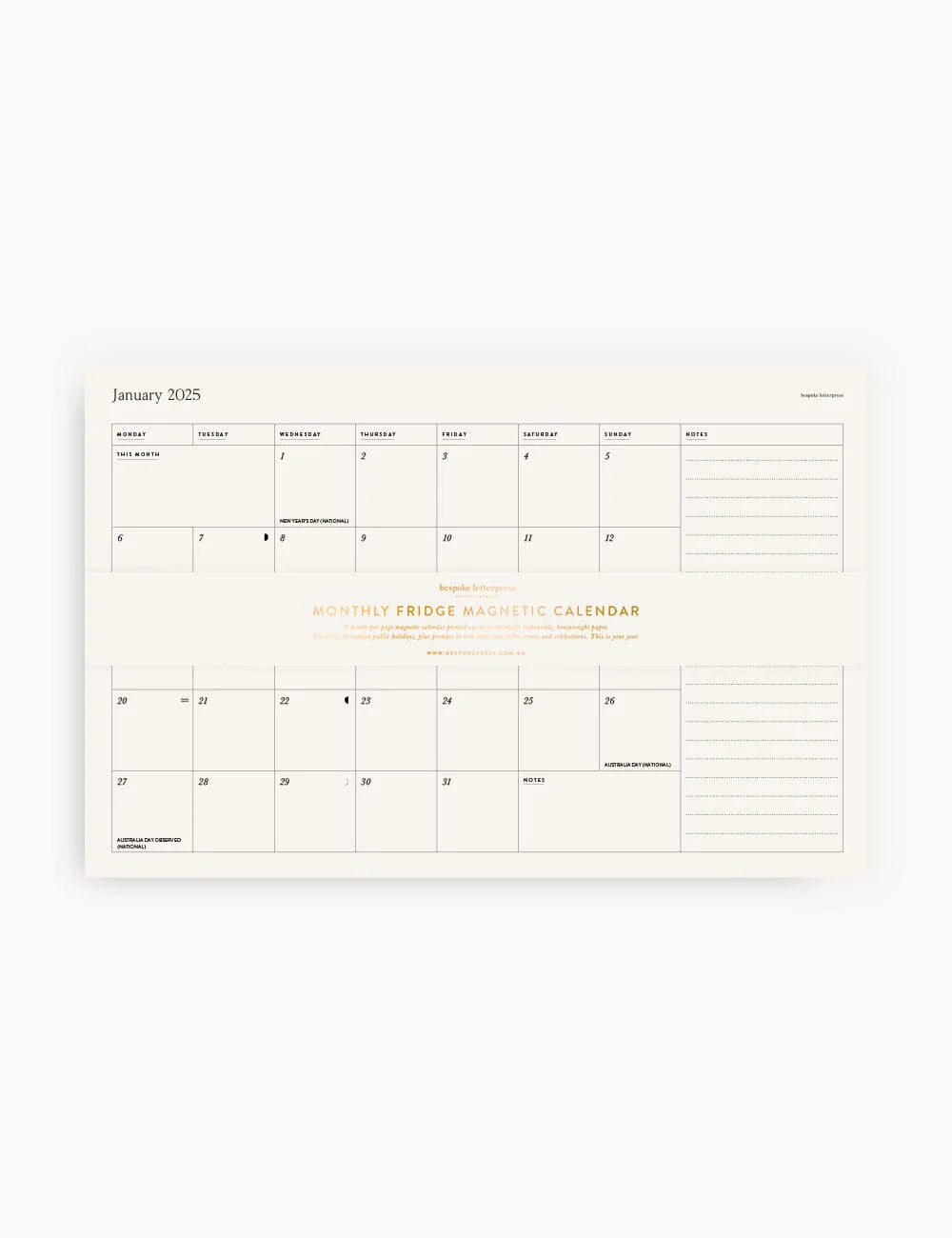 2025 Monthly Fridge Magnetic Calendar