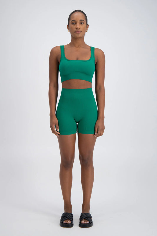 Palermo Seamless Rib Knit Shorts - Green