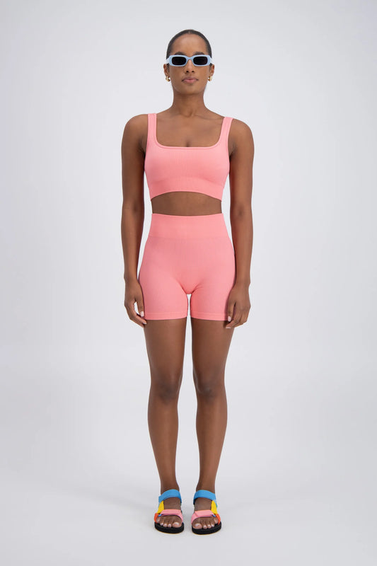 Palermo Seamless Rib Knit Shorts - Pink