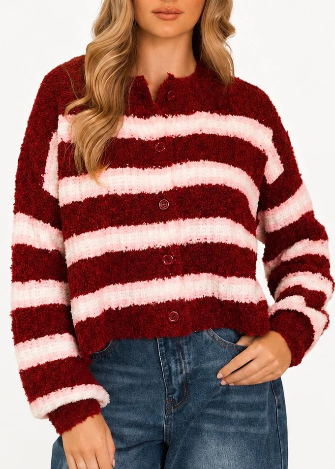 Rosewood Stripe Jumper - Wine