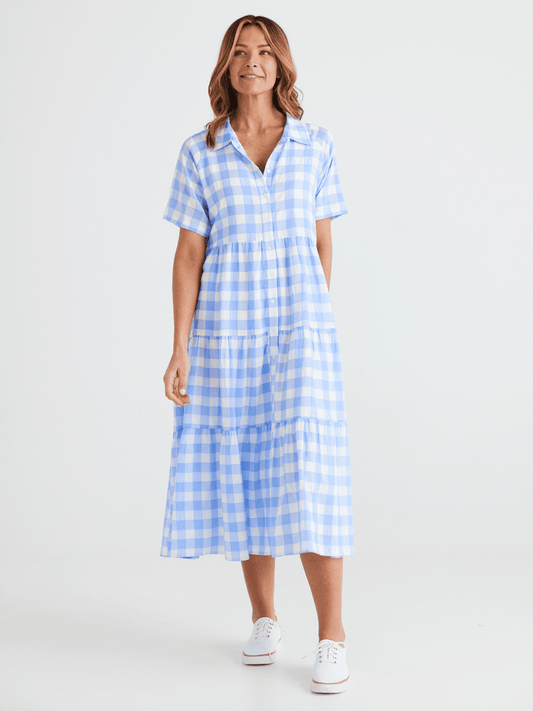 Rosa Dress - Blue Check