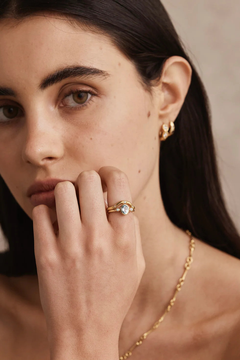 Sophia Sky Blue Topaz Gold Stacker